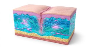 제왕절개 흉터 형성 기전의 의학적 3D 일러스트